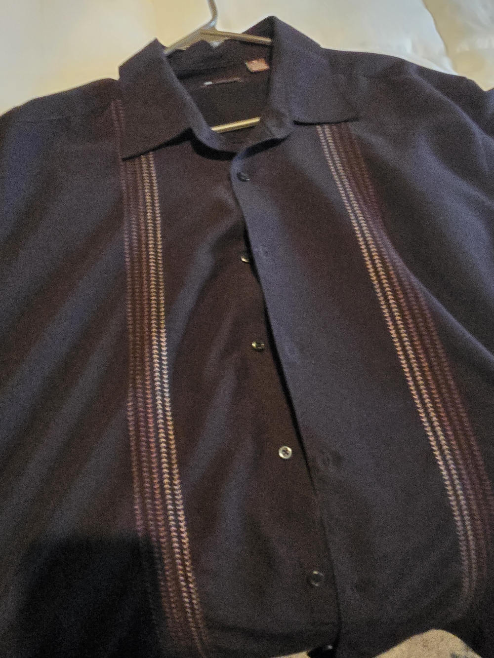 entro BLACK Men's Button-Down Shirt WITH OMBRE STITICHING